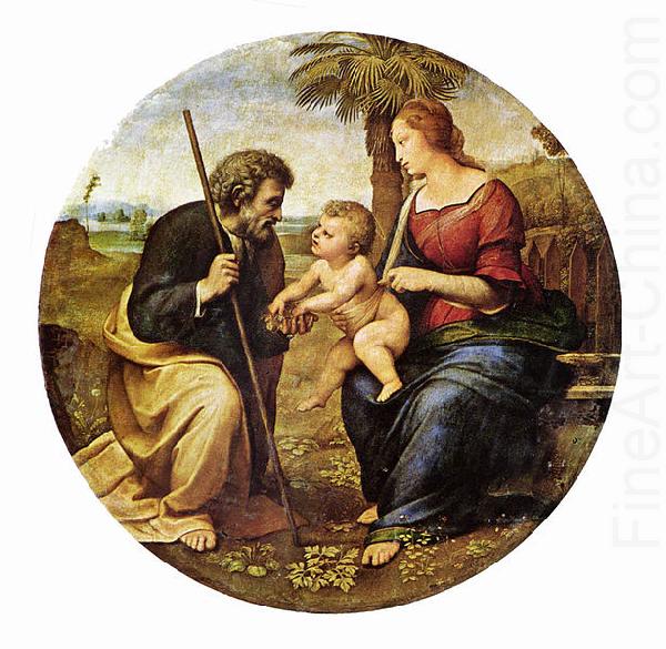 RAFFAELLO Sanzio Hl. Familie unter einer Palme, Tondo china oil painting image